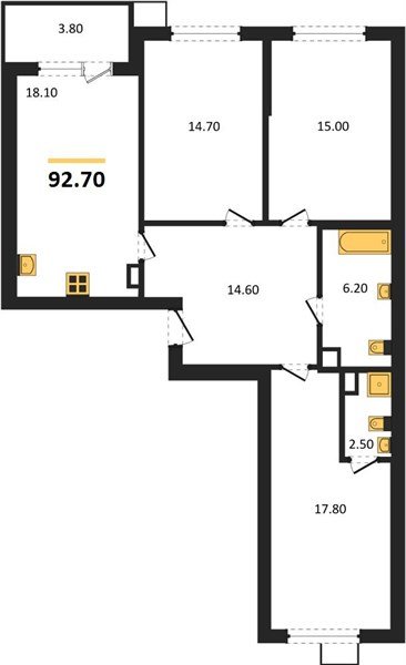 Фото №1: 3-комнатная квартира 92 м² - Краснодар, Прикубанский внутригородской округ, мкр. Парк Победы