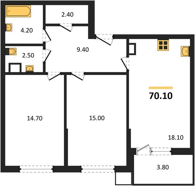 Фото №1: 2-комнатная квартира 70 м² - Краснодар, Парк Победы, мкр. Прикубанский внутригородской округ