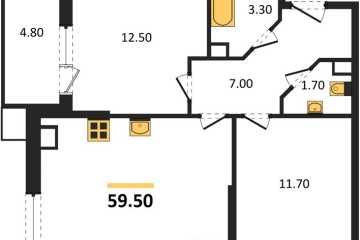 Фото №1: 2-комнатная квартира 59 м² - Краснодар, мкр. Прикубанский внутригородской округ, 