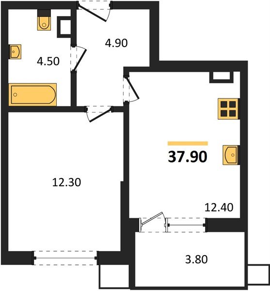 Фото №1: 1-комнатная квартира 37 м² - Краснодар, Прикубанский внутригородской округ, мкр. Парк Победы