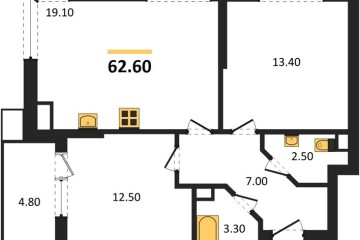 Фото №1: 2-комнатная квартира 62 м² - Краснодар, мкр. Парк Победы, 