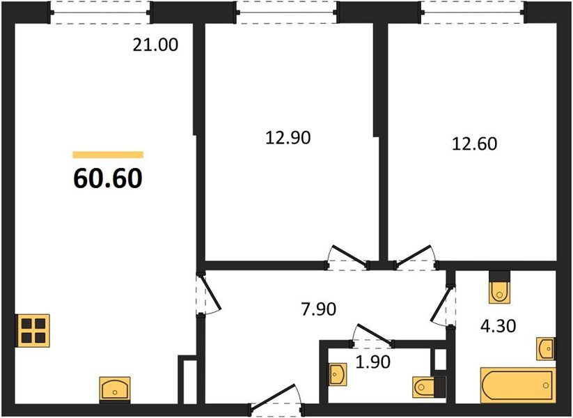Фото №1: 2-комнатная квартира 60 м² - Краснодар, Догма Парк, мкр. Прикубанский внутригородской округ