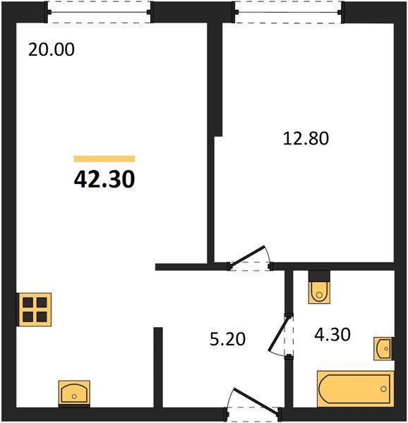 Фото №1: 1-комнатная квартира 42 м² - Краснодар, Догма Парк, мкр. Прикубанский внутригородской округ