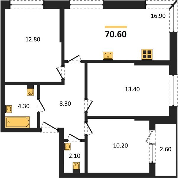 Фото №1: 3-комнатная квартира 70 м² - Краснодар, Догма Парк, мкр. Прикубанский внутригородской округ