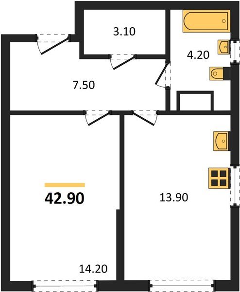 Фото №1: 1-комнатная квартира 42 м² - Краснодар, Прикубанский внутригородской округ, мкр. Догма Парк