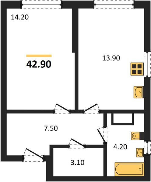Фото №1: 1-комнатная квартира 42 м² - Краснодар, Прикубанский внутригородской округ, мкр. Догма Парк