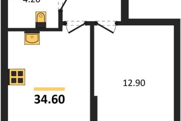 Фото №1: 1-комнатная квартира 34 м² - Краснодар, мкр. Догма Парк, 