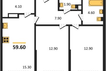 Фото №1: 2-комнатная квартира 59 м² - Краснодар, мкр. Прикубанский внутригородской округ, ул. Марины Цветаевой, 35