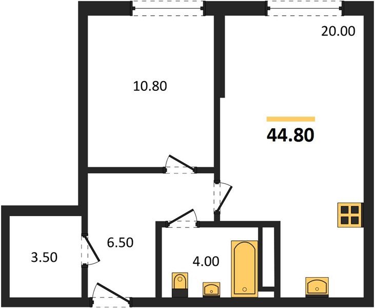 Фото №1: 1-комнатная квартира 44 м² - Краснодар, Догма Парк, мкр. Прикубанский внутригородской округ, ул. Марины Цветаевой, 35