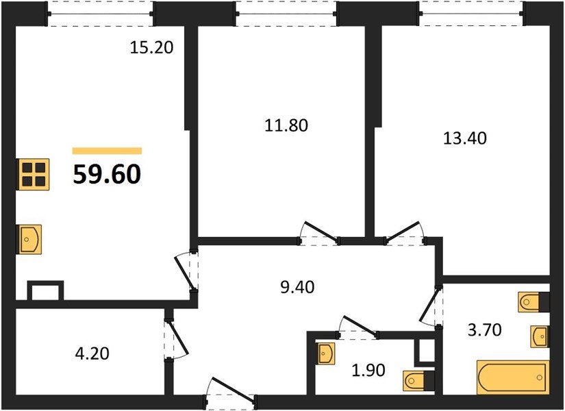Фото №1: 2-комнатная квартира 59 м² - Краснодар, Прикубанский внутригородской округ, мкр. Догма Парк, ул. Марины Цветаевой, 36