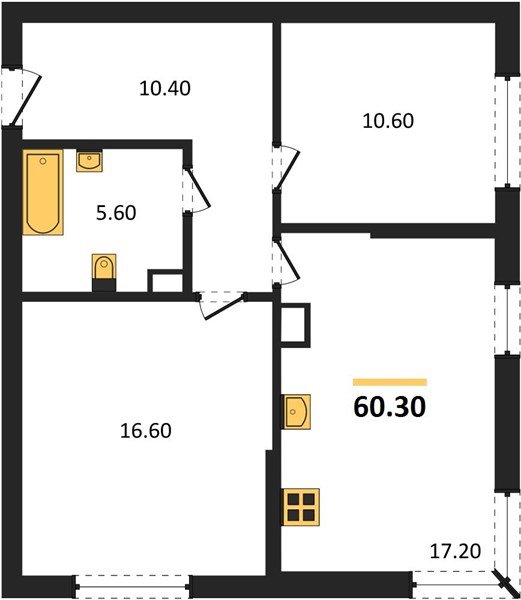 Фото №1: 2-комнатная квартира 60 м² - Краснодар, Прикубанский внутригородской округ, мкр. Догма Парк, ул. Марины Цветаевой, 36
