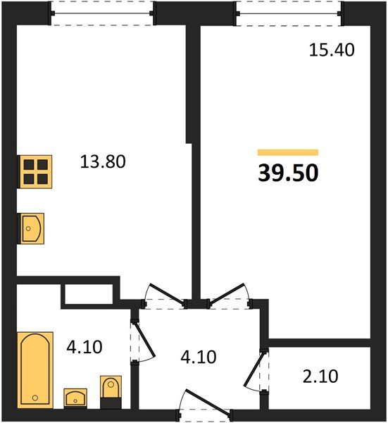 Фото №1: 1-комнатная квартира 39 м² - Краснодар, Прикубанский внутригородской округ, мкр. Догма Парк, ул. Марины Цветаевой, 36