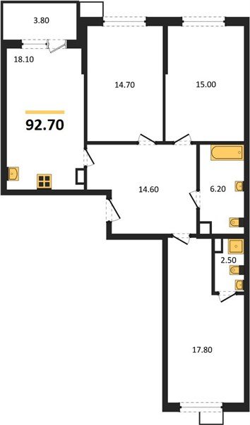 Фото №1: 3-комнатная квартира 92 м² - Краснодар, Прикубанский внутригородской округ, мкр. Парк Победы