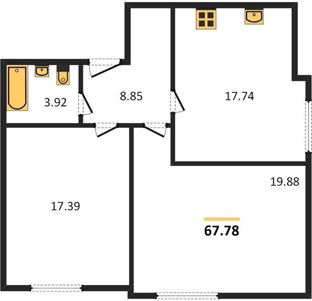 Фото №1: 2-комнатная квартира 67 м² - Краснодар, Прикубанский внутригородской округ, мкр. жилой комплекс Гарантия в Немецкой Деревне, ул. Атлантическая, 2к5