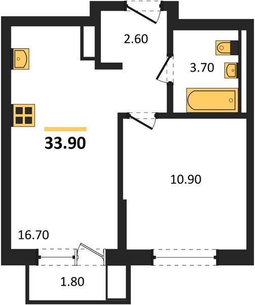 Фото №1: 1-комнатная квартира 33 м² - Краснодар, мкр. Прикубанский внутригородской округ