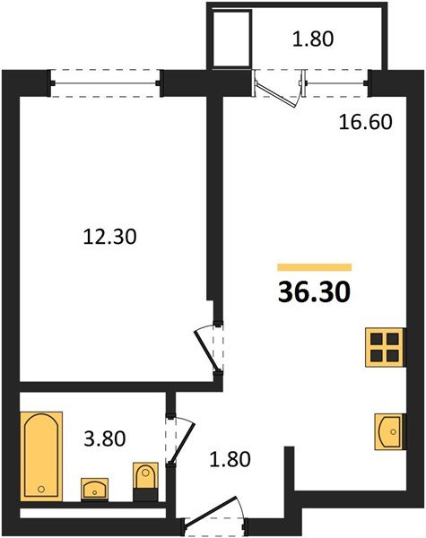 Фото №1: 1-комнатная квартира 36 м² - Краснодар, мкр. Прикубанский внутригородской округ
