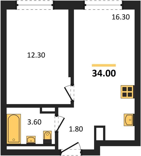 Фото №1: 1-комнатная квартира 34 м² - Краснодар, мкр. Прикубанский внутригородской округ