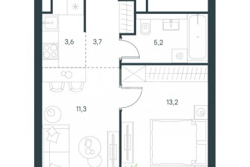 Фото №1: 2-комнатная квартира 37 м² - Москва, мкр. ЖК Левел Нижегородская, 1