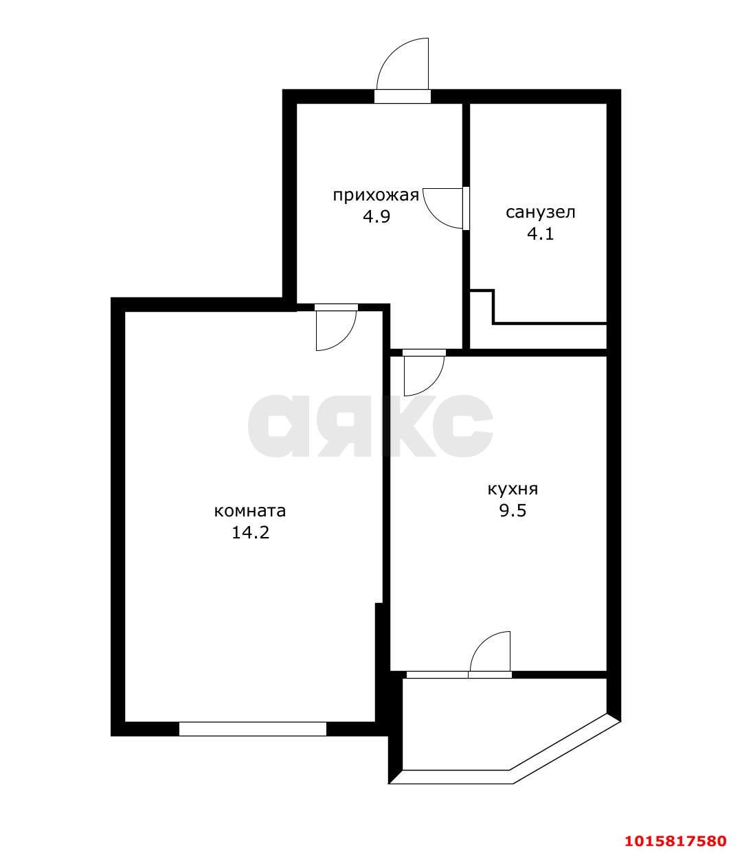 Фото №9: 1-комнатная квартира 34 м² - Краснодар, жилой комплекс Видный, ул. Командорская, 3к2