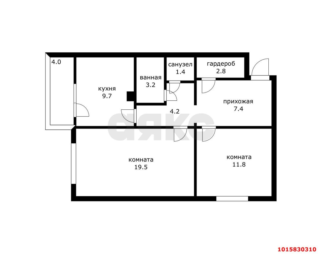 Фото №2: 2-комнатная квартира 60 м² - Краснодар, Микрохирургии глаза, ул. Академика Лукьяненко, 12