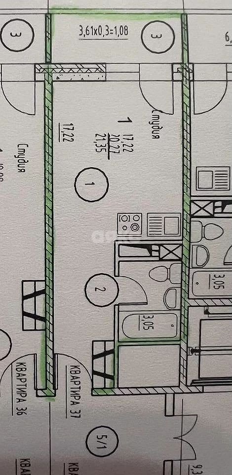 Фото №15: Студия 23 м² - Ростов-на-Дону, жилой комплекс Центральный-3, пер. Доломановский, 126
