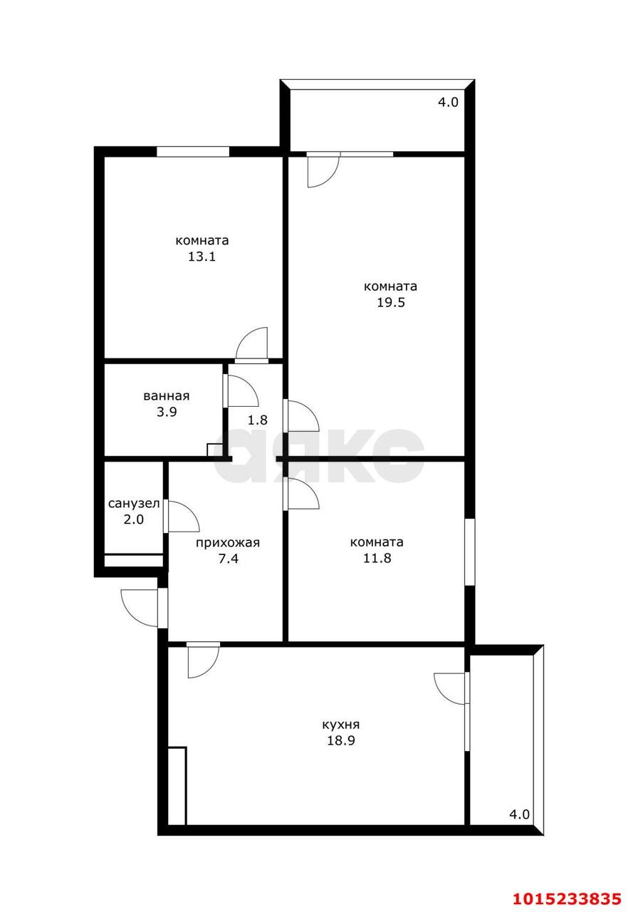Фото №16: 3-комнатная квартира 78 м² - Краснодар, мкр. Прикубанский внутригородской округ, ул. Душистая, 25