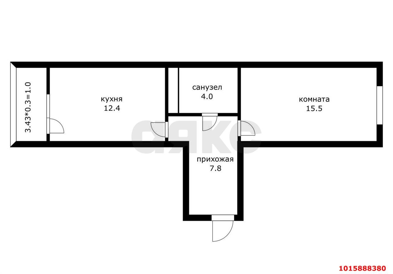 Фото №2: 1-комнатная квартира 43 м² - Краснодар, Молодёжный, мкр. Прикубанский внутригородской округ, ул. Дубравная, 1