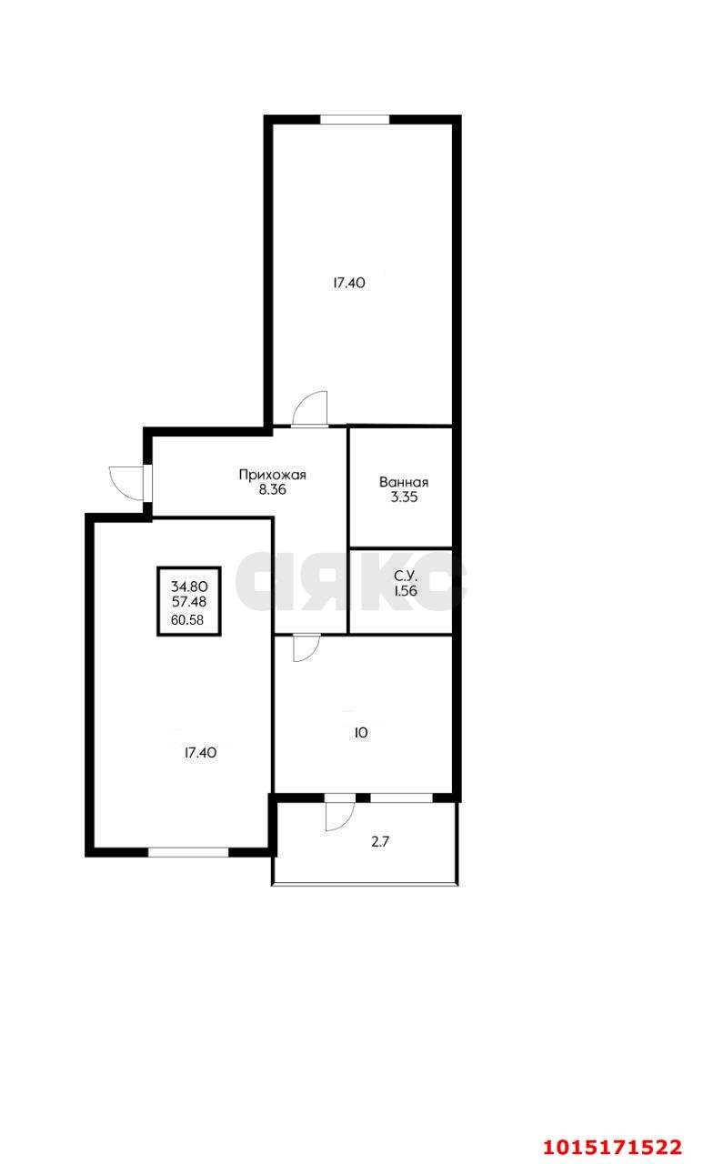 Фото №10: 2-комнатная квартира 60 м² - Краснодар, ЖК Перспектива, ул. им. Героя Сарабеева В.И., 7