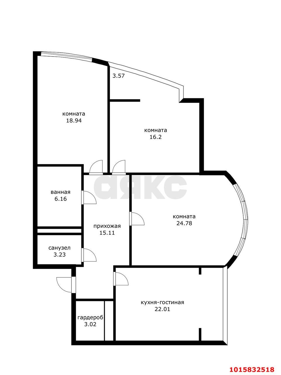 Фото №18: 3-комнатная квартира 112 м² - Краснодар, Западный внутригородской округ, мкр. Горгаз, ул. Николая Кондратенко, 6к1