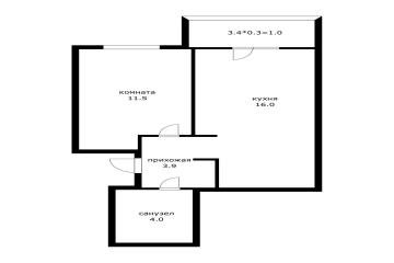 Фото №2: 1-комнатная квартира 38 м² - Новая Адыгея, мкр. жилой комплекс Дарград, ул. Тургеневское шоссе, 33/1к8