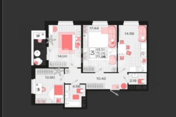 Фото №1: 3-комнатная квартира 74 м² - Армавир, мкр. 8-й, 8к1