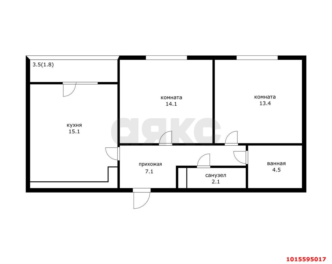 Фото №5: 2-комнатная квартира 58 м² - Краснодар, жилой комплекс Все Свои, ул. Колхозная, 5/2к1