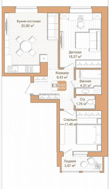 Фото №31: 2-комнатная квартира 66 м² - Тула, ЖК Кулик, пр-д 2-й Клинской, 12
