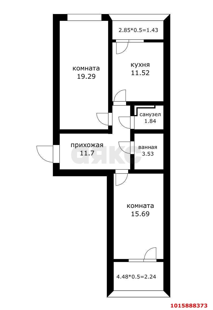 Фото №2: 2-комнатная квартира 67 м² - Краснодар, Прикубанский внутригородской округ, Россинского, мкр. жилой комплекс Символ, ул. Командорская, 9/2