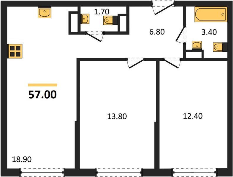 Фото №1: 2-комнатная квартира 57 м² - Краснодар, Прикубанский внутригородской округ, мкр. Догма Парк, ул. Марины Цветаевой, 36