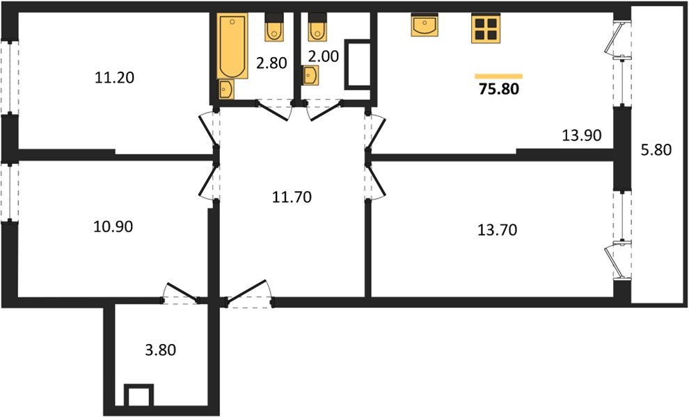 Фото №1: 3-комнатная квартира 76 м² - Краснодар, Прикубанский внутригородской округ, мкр. Догма Парк, ул. Марины Цветаевой, 36