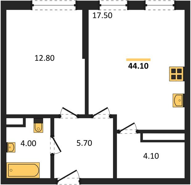 Фото №1: 1-комнатная квартира 44 м² - Краснодар, Прикубанский внутригородской округ, мкр. Догма Парк, ул. Марины Цветаевой, 36