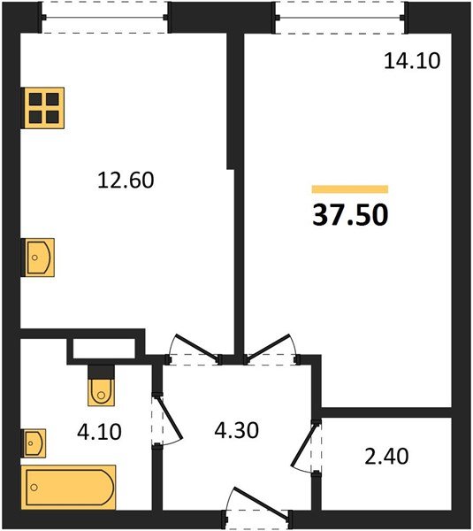 Фото №1: 1-комнатная квартира 37 м² - Краснодар, Прикубанский внутригородской округ, мкр. Догма Парк, ул. Марины Цветаевой, 36