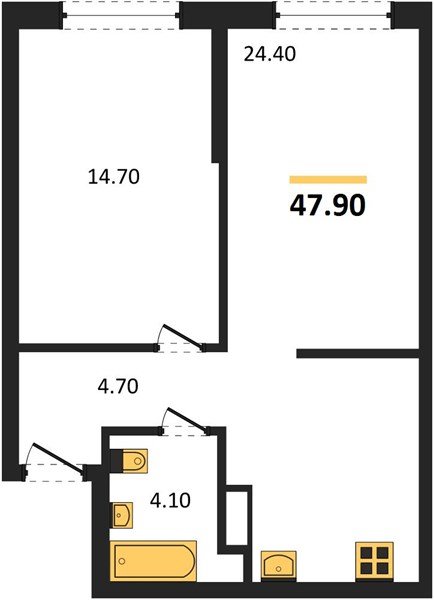 Фото №1: 1-комнатная квартира 47 м² - Краснодар, Прикубанский внутригородской округ, мкр. Догма Парк, ул. Марины Цветаевой, 36