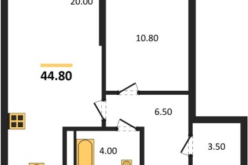 Фото №1: 1-комнатная квартира 44 м² - Краснодар, мкр. Прикубанский внутригородской округ, ул. Марины Цветаевой, 35