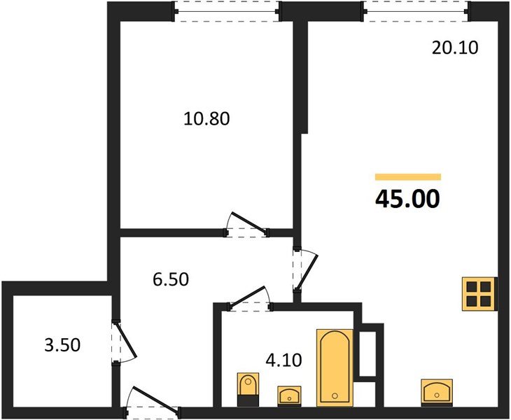 Фото №1: 1-комнатная квартира 45 м² - Краснодар, Догма Парк, мкр. Прикубанский внутригородской округ, ул. Марины Цветаевой, 35