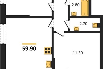 Фото №1: 2-комнатная квартира 59 м² - Краснодар, мкр. Парк Победы, 