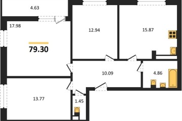 Фото №1: 3-комнатная квартира 79 м² - Краснодар, мкр. жилой комплекс Архитектор, 