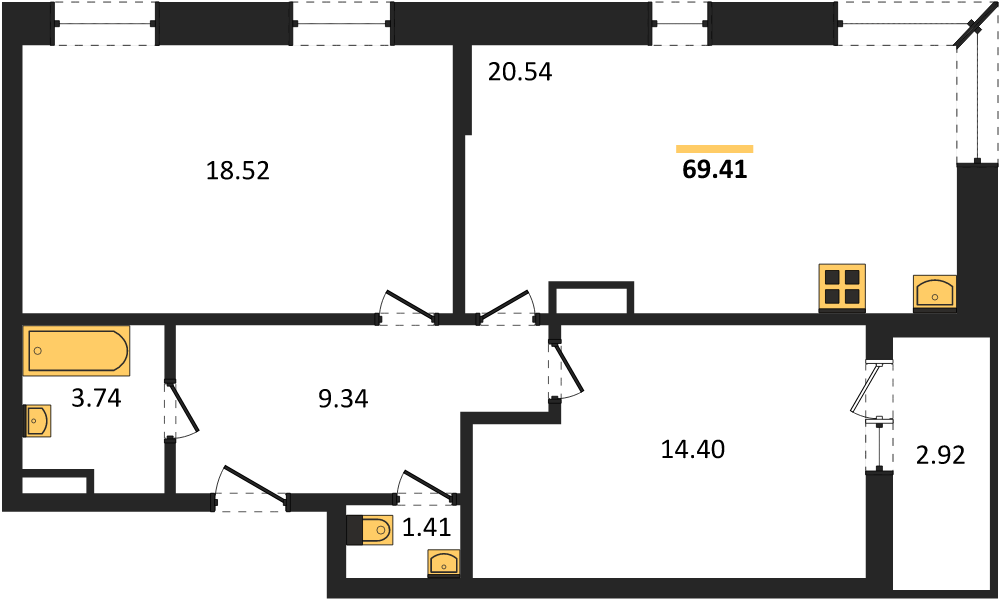 Фото №1: 2-комнатная квартира 70 м² - Краснодар, Прикубанский внутригородской округ, мкр. жилой комплекс Архитектор
