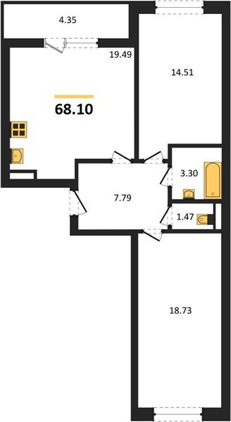 Фото №1: 2-комнатная квартира 68 м² - Краснодар, Прикубанский внутригородской округ, мкр. жилой комплекс Архитектор