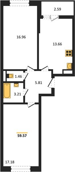 Фото №1: 2-комнатная квартира 60 м² - Краснодар, Прикубанский внутригородской округ, мкр. жилой комплекс Архитектор