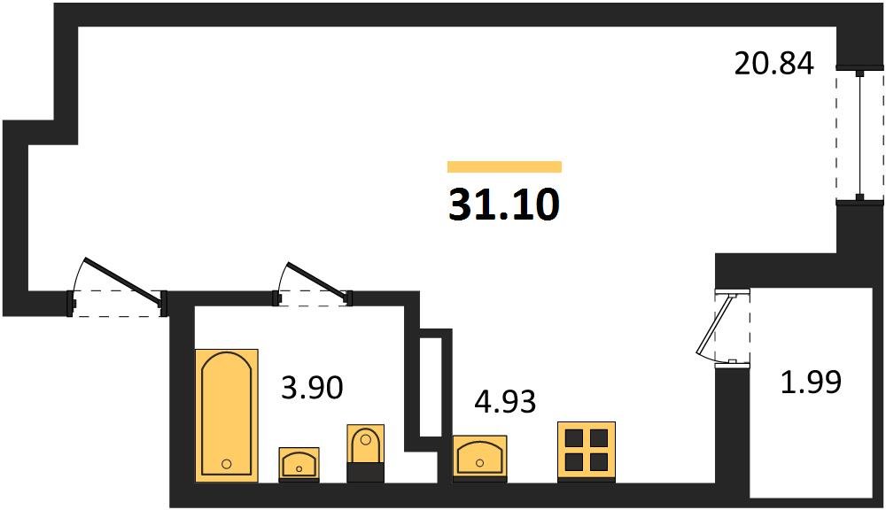 Фото №1: Студия 31 м² - Краснодар, Прикубанский внутригородской округ, мкр. жилой комплекс Архитектор