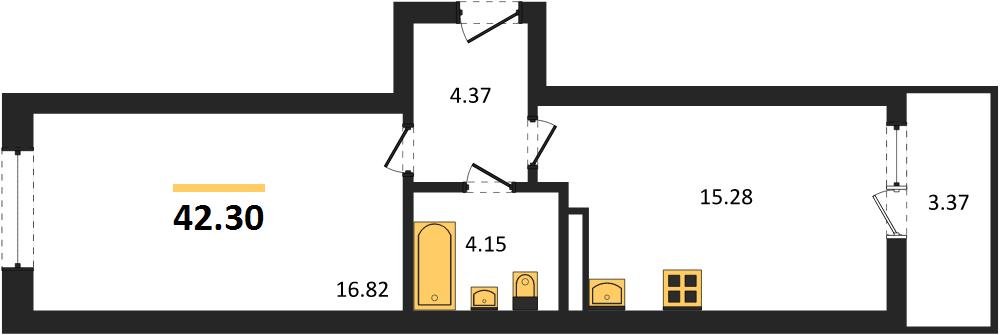 Фото №1: 1-комнатная квартира 42 м² - Краснодар, Прикубанский внутригородской округ, мкр. жилой комплекс Архитектор