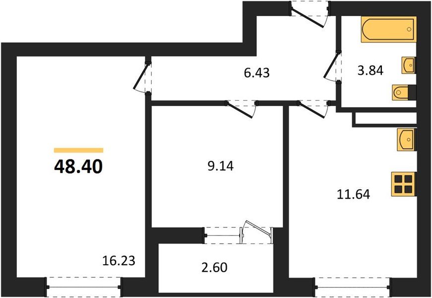 Фото №1: 2-комнатная квартира 48 м² - Краснодар, Прикубанский внутригородской округ, мкр. жилой комплекс Архитектор