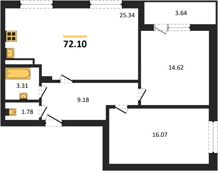 Фото №1: 2-комнатная квартира 72 м² - Краснодар, Прикубанский внутригородской округ, мкр. жилой комплекс Архитектор